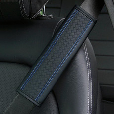Fiber Leather Embossed Car Seat Belt Shoulder Cover Protector 6.5X23cm(Black Blue) Fiber Leather Embossed Car Seat Belt Shoulder Cover Protector 6.5X23cm(Black Blue)