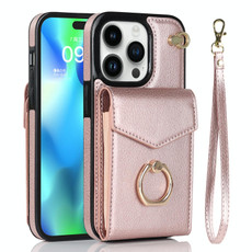 For iPhone 14 Pro Max Anti-theft RFID Card Slot Phone Case(Rose Gold)