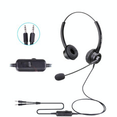 VT200D Double Ears Telephone Headset Operator Headset With Mic,Spec: PC Double Plug with Tuning