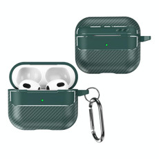 For AirPods 3 Carbon Fiber Texture Anti-fall Earphone Protective Case(Green)