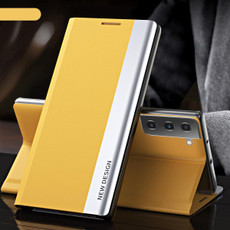 For Samsung Galaxy S23 5G Side Electroplated Adsorption Leather Phone Case(Yellow) For Samsung Galaxy S23 5G Side Electroplated Adsorption Leather Phone Case(Yellow)