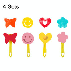 4 Sets Sponge Painting Brush Children Art Painting Seal Tool, Random Style Delivery(4 Yellow Handles)