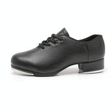Beginners Straight Bottom Tap Shoes Black Imitation Leather Soft Bottom Shoes, Size: 43(Lace-up)
