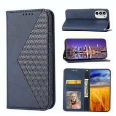 For Motorola Moto G Stylus 4G 2022 Cubic Grid Calf Texture Magnetic Closure Leather Phone Case(Blue) For Motorola Moto G Stylus 4G 2022 Cubic Grid Calf Texture Magnetic Closure Leather Phone Case(Blue)