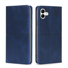For Samsung Galaxy A04 Cow Texture Magnetic Horizontal Flip Leather Phone Case(Blue)