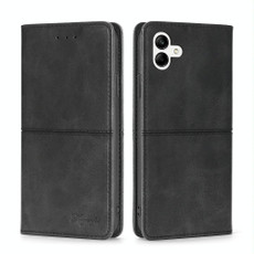 For Samsung Galaxy A04 Cow Texture Magnetic Horizontal Flip Leather Phone Case(Black)