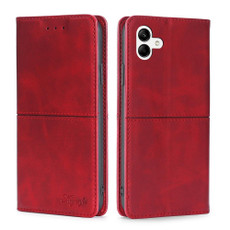 For Samsung Galaxy A04 Cow Texture Magnetic Horizontal Flip Leather Phone Case(Red)