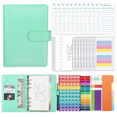 A6 Macaron PU Leather Loose-leaf Notebook Cash Budget Handbook(Green) A6 Macaron PU Leather Loose-leaf Notebook Cash Budget Handbook(Green)