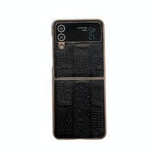 For Samsung Galaxy Z Flip4 Nano Electroplate Mahjong Texture Leather Phone Case(Black)