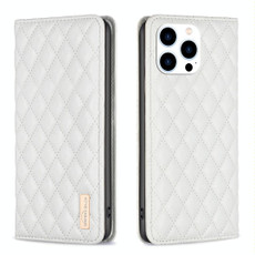 For iPhone 14 Pro Diamond Lattice Magnetic Leather Flip Phone Case(White) For iPhone 14 Pro Diamond Lattice Magnetic Leather Flip Phone Case(White)