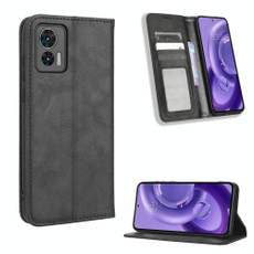 For Motorola Edge 30 Neo / Edge 30 Lite Magnetic Buckle Retro Texture Leather Phone Case(Black)