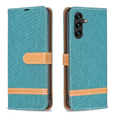 For Samsung Galaxy A14 5G Color Block Denim Texture Leather Phone Case(Green) For Samsung Galaxy A14 5G Color Block Denim Texture Leather Phone Case(Green)