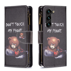 For Samsung Galaxy S23+ 5G Colored Drawing Pattern Zipper Leather Phone Case(Bear)