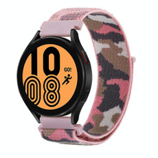For Samsung Galaxy Watch5 40mm/44mm / Watch5 Pro Camo Nylon Loop Watch Band(Pink Camouflage)