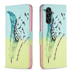 For Samsung Galaxy A14 5G Drawing Pattern Leather Phone Case(Feather)