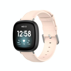 For Fitbit Versa 4 / Sense 2 Genuine Leather Watch Band(Light Pink)