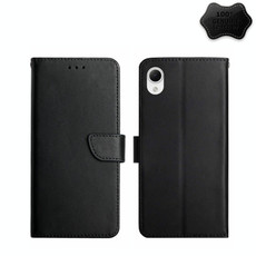 For Samsung Galaxy A23e/A23s Genuine Leather Fingerprint-proof Flip Phone Case(Black)