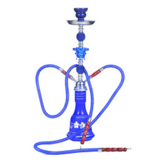 021-1015 Double Tube Glass Hookah (Blue)