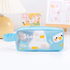 PVC Cute Cartoon Large Capacity Student Stationery Bag(Blue)