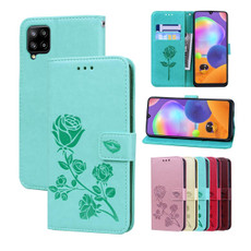 For Samsung Galaxy M33 5G Global Rose Embossed Flip PU Leather Phone Case(Green)