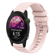 For Garmin Forerunner 255S 18mm Wavy Dotted Solid-Color Silicone Watch Band(Pink)