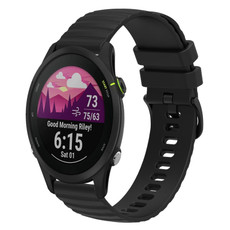 For Garmin Forerunner 255S 18mm Wavy Dotted Solid-Color Silicone Watch Band(Black)