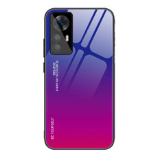 For Xiaomi Redmi K50 Ultra / 12T / 12T Pro Gradient Color Glass Phone Case(Purple Red)