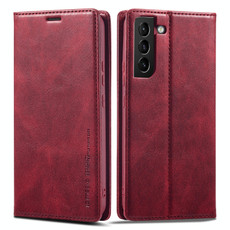 For Samsung Galaxy S21+ 5G LC.IMEEKE RFID Anti-theft Leather Phone Case(Red)