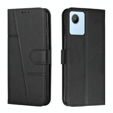 For Realme C30 4G Stitching Calf Texture Buckle Leather Phone Case(Black) For Realme C30 4G Stitching Calf Texture Buckle Leather Phone Case(Black)