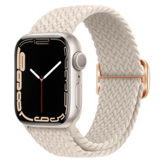 Buckle Nylon Braided Watch Band for Apple Watch Ultra 49mm&Watch Ultra 2 49mm / Series 9&8&7 45mm / SE 3&SE 2&6&SE&5&4 44mm / 3&2&1 42mm(Starlight)