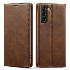 For Samsung Galaxy S21+ 5G LC.IMEEKE RFID Anti-theft Leather Phone Case(Brown)