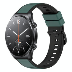 For Xiaomi MI Watch S1 22mm Two-Color Silicone Watch Band(Olive Green + Black)