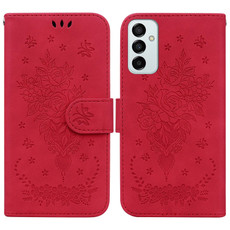 For Samsung Galaxy M13 4G Butterfly Rose Embossed Leather Phone Case(Red)