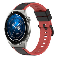 For Huawei Watch GT3 Pro 46mm 22mm Two-Color Silicone Watch Band(Black+Red) For Huawei Watch GT3 Pro 46mm 22mm Two-Color Silicone Watch Band(Black+Red)