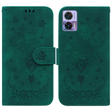 For Motorola Edge 30 Neo / Edge 30 Lite Butterfly Rose Embossed Leather Phone Case(Green)