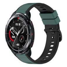 For Honor Watch GS Pro 22mm Two-Color Silicone Watch Band(Olive Green + Black)