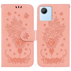 For Realme C30 Butterfly Rose Embossed Leather Phone Case(Pink)