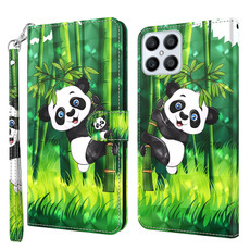 For Honor X8 4G 3D Painting Pattern TPU + PU Phone Case(Panda Climbing Bamboo) For Honor X8 4G 3D Painting Pattern TPU + PU Phone Case(Panda Climbing Bamboo)