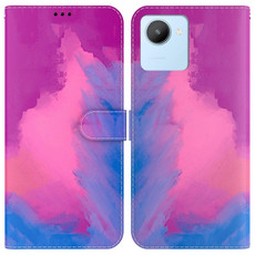 For Realme C30 Watercolor Pattern Flip Leather Phone Case(Purple Red)