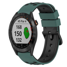 For Garmin Approach S40 20mm Two-Color Silicone Watch Band(Olive Green + Black)