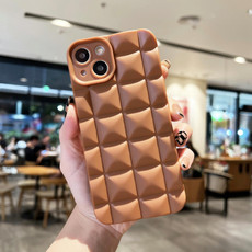 For iPhone 12 Pro Max 3D Grid TPU Phone Case(Coffee)