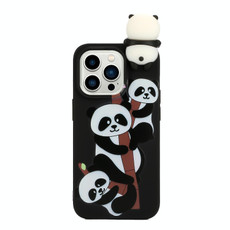 For iPhone 14 Pro Shockproof Cartoon TPU Phone Case(Three Pandas)