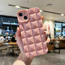 For iPhone 13 Pro Max 3D Grid TPU Phone Case(Pink)