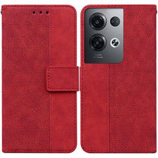 For OPPO Reno8 Pro Geometric Embossed Flip Leather Phone Case(Red)