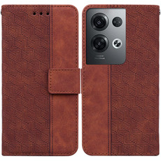 For OPPO Reno8 Pro Geometric Embossed Flip Leather Phone Case(Brown)