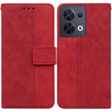 For OPPO Reno8 Geometric Embossed Flip Leather Phone Case(Red) For OPPO Reno8 Geometric Embossed Flip Leather Phone Case(Red)
