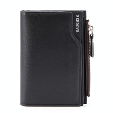 BEEDOVR 9902 Men Short Wallet Multi-card Zipper ID Bag(Black)