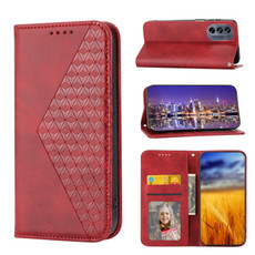 For Motorola Moto G Stylus 5G 2022 Cubic Grid Calf Texture Magnetic Closure Leather Phone Case(Red) For Motorola Moto G Stylus 5G 2022 Cubic Grid Calf Texture Magnetic Closure Leather Phone Case(Red)