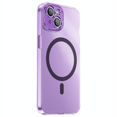 For iPhone 14 PC Crystal Clear Frosted Magnetic Magsafe Phone Case(Purple)