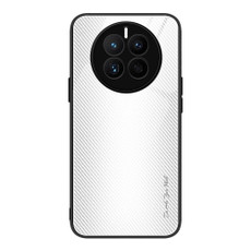 For Huawei Mate 50 Texture Gradient Glass TPU Phone Case(White)